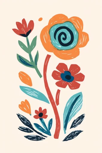 Expressive Folk Scribble style reference image — organic paper texture