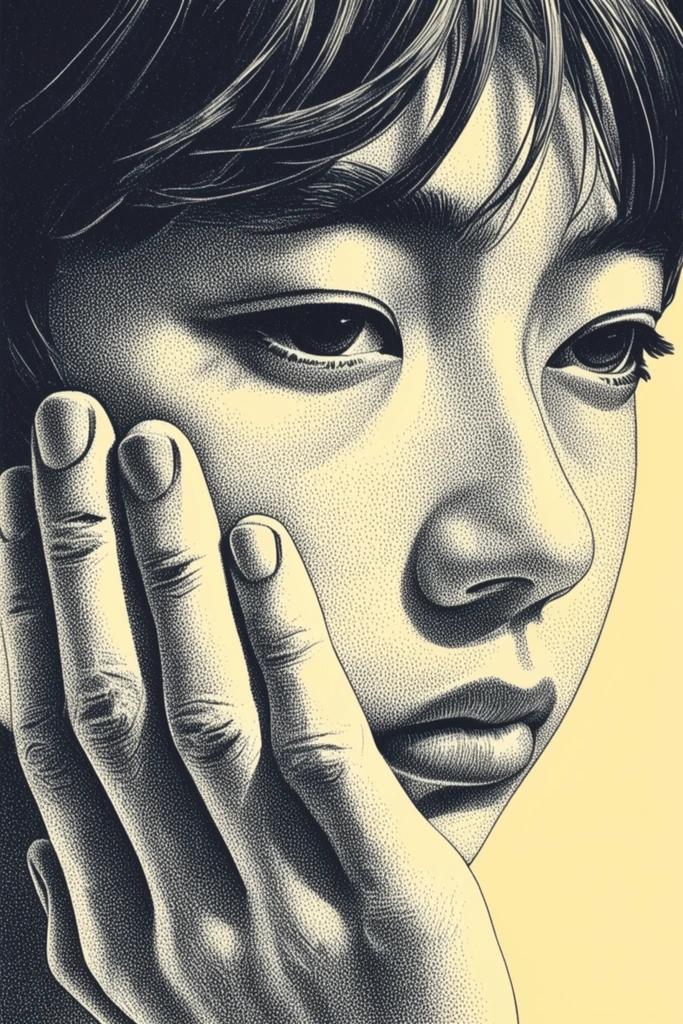 Stippled Risograph Surrealism style AI image example 1