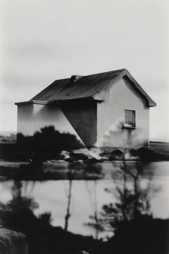 Monochrome Surrealist Duality style AI image example 4