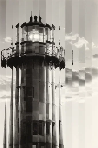 Monochrome Glitch Fragmentation style reference image — pixel-sorted distortion