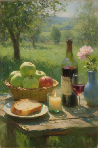 Luminous Impressionist Pastoral style reference image — thick impasto brushstrokes