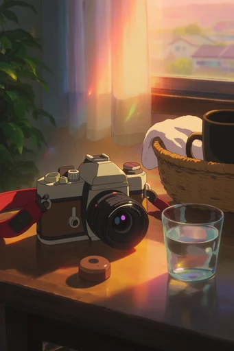 Nostalgic Golden Anime style reference image — golden hour lighting