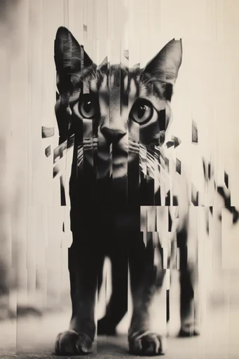 Fragmented Monochrome Geometry style reference image — tactile halftone print