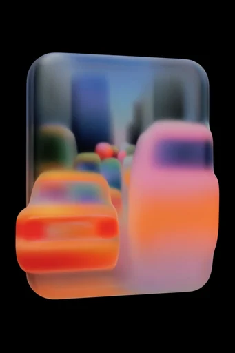 Luminous Chromatic Minimalism style reference image — translucent 3D render