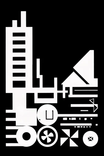 Monochrome Glitch Brutalism style reference image — high-contrast black and white