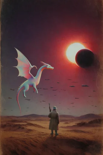Nostalgic Cosmic Surrealism style reference image — dramatic chiaroscuro