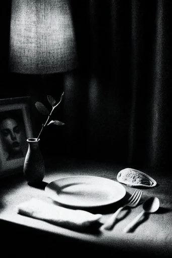 Gritty Monochrome Analog style reference image — heavy film grain