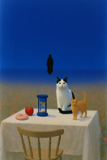 Surreal Minimalist Horizon style reference image — cobalt blue sky
