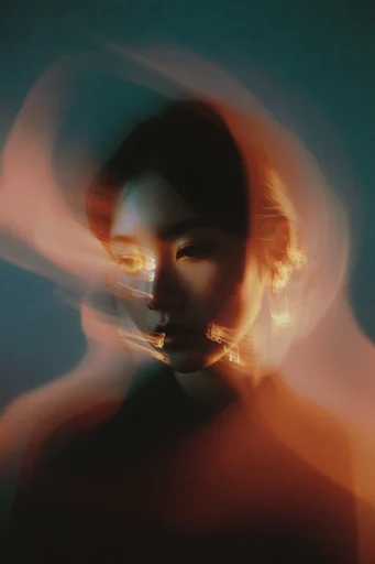 Nocturnal Ethereal Noir style reference image — double exposure