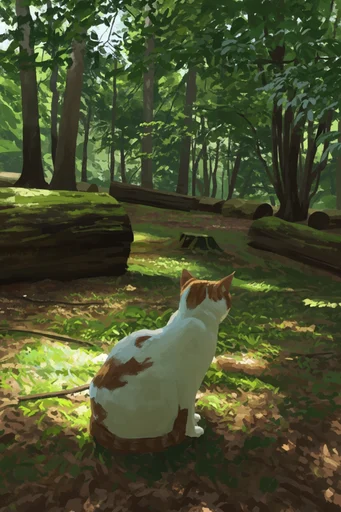 Nostalgic Ghibli Woodlands style reference image — hand-painted texture