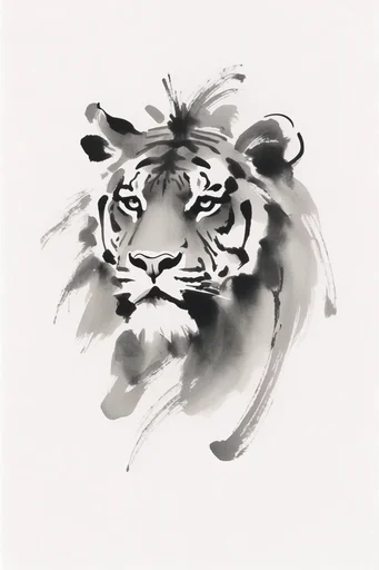 Minimalist Sumi-e Essence style reference image — monochromatic black ink