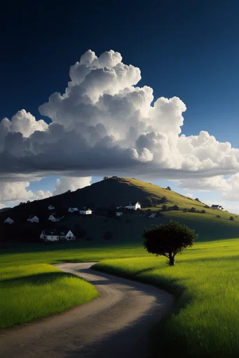 Monolithic Summer Sky style reference image — deep cobalt blue sky