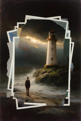 Fragmented Analog Surrealism style reference image — chiaroscuro lighting
