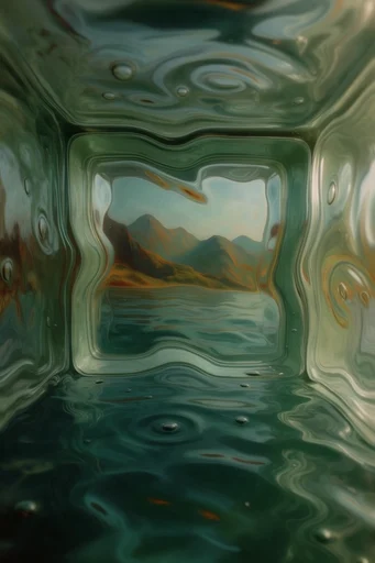 Refractive Emerald Surrealism style reference image — translucent glossy finish