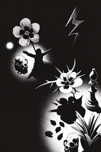 Gritty Monochromatic Punk Noir style reference image — surrealist ink illustration
