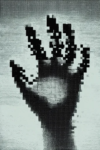 Distressed Digital Brutalism style reference image — distressed print texture