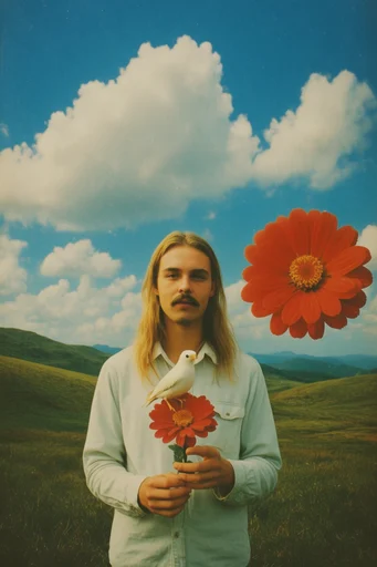 Surrealist Retro Pastoralism moodboard — generate AI images in this style