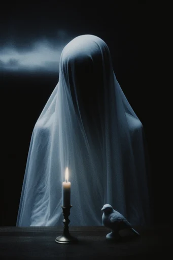 Ethereal Obsidian Noir style reference image — shrouded ethereal subjects