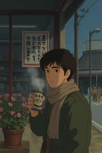 Nostalgic Retro Cinematic Illustration style reference image — hand-drawn cel animation