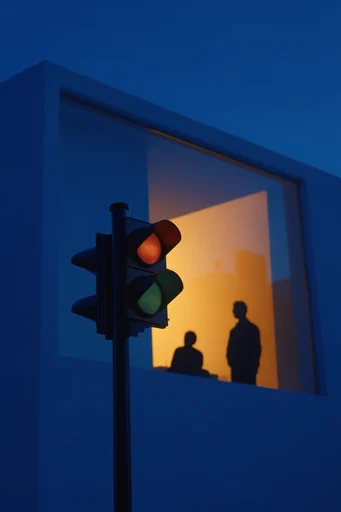Nocturnal Cobalt Noir style reference image — warm amber light contrast