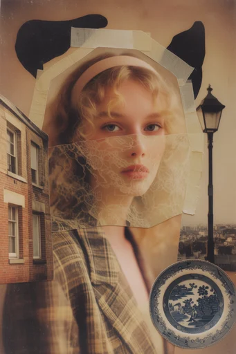 Tactile Surrealist Collage style reference image — nostalgic editorial aesthetic