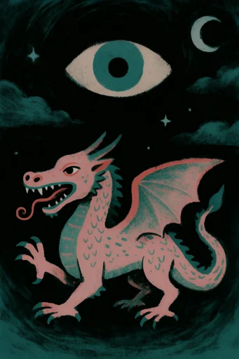 Nocturnal Risograph Mysticism style reference image — nocturnal mystical illustration