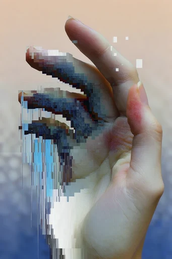 Fragmented Digital Realism style reference image — datamoshing