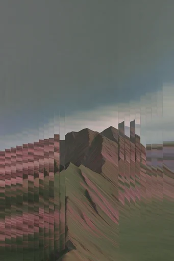 Kinetic Fragmented Realism style reference image — slit-scan portraiture