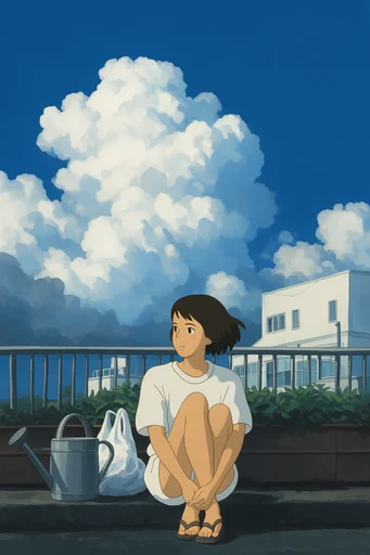 Nostalgic Anime Cloudscapes style reference image — Studio Ghibli inspired background
