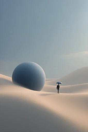 Minimalist Surrealist Horizons style reference image — undulating dunes