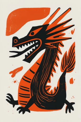 Graphic Naive Ink style reference image — vibrant orange accents