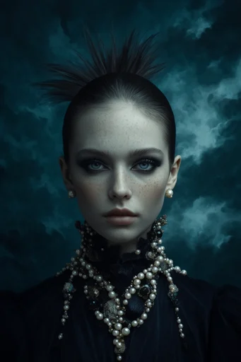 Ethereal Gothic Noir style reference image — intricate metallic detail