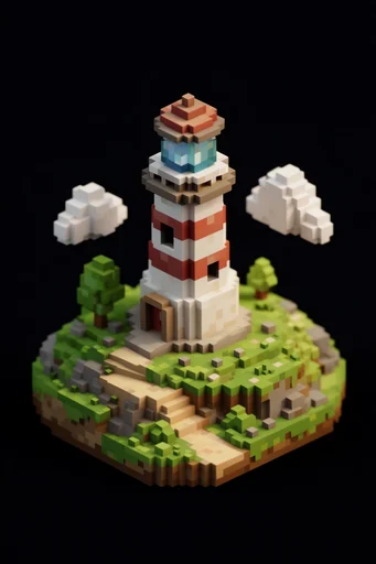 Isometric Voxel Narratives style reference image — minimalist geometry