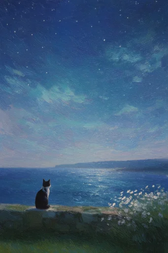 Melancholic Nocturnal Minimalism style reference image — deep indigo and azure tones