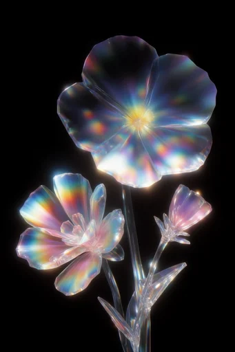 Prismatic Void Luminism style reference image — high-contrast 3D render