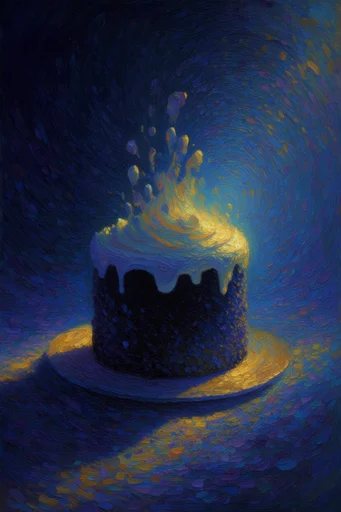 Luminous Celestial Impasto style reference image — dreamlike nocturnal landscape