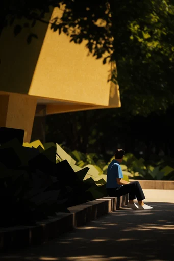 Cinematic Chiaroscuro Solitude style reference image — voyeuristic framing