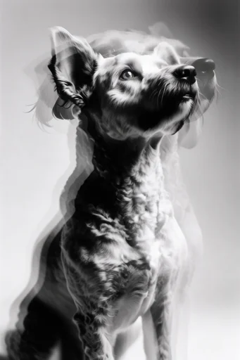 Monochrome Spectral Surrealism style reference image — translucent silhouette