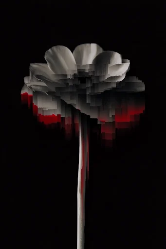 Crimson Glitch Avant-Garde style reference image — vertical slit-scan distortion