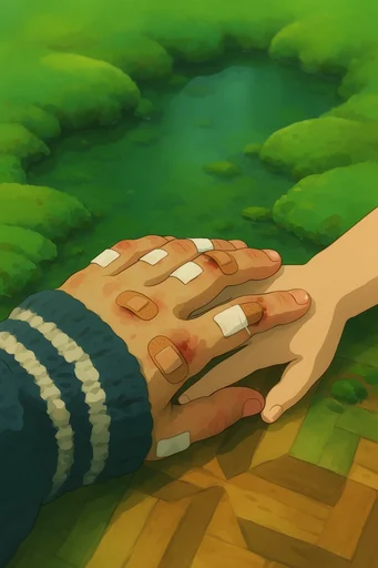 Nostalgic Ghibli Verdancy style reference image — lush green foliage