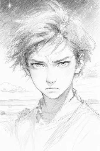 Raw Monochrome Sketchwork style AI image example 2