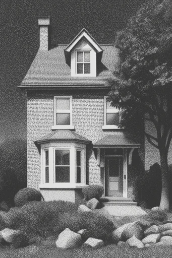 Textured Monochromatic Print style AI image example 4