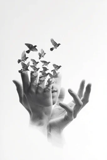 Monochromatic Surrealist Deconstruction moodboard — generate AI images in this style
