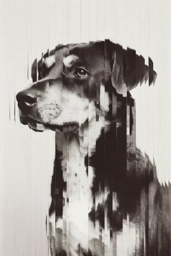 Fragmented Monochrome Geometry style reference image — surreal geometric reconstruction