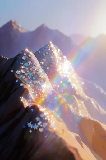 Prismatic Celestial Glamour style reference image — iridescent holographic texture