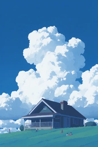 Nostalgic Anime Cloudscapes style AI image example 4