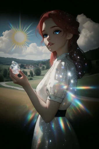 Prismatic Cosmic Glamour style reference image — high-contrast moody lighting
