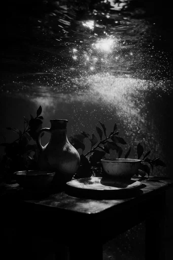 Submerged Noir Grain style reference image — heavy film grain