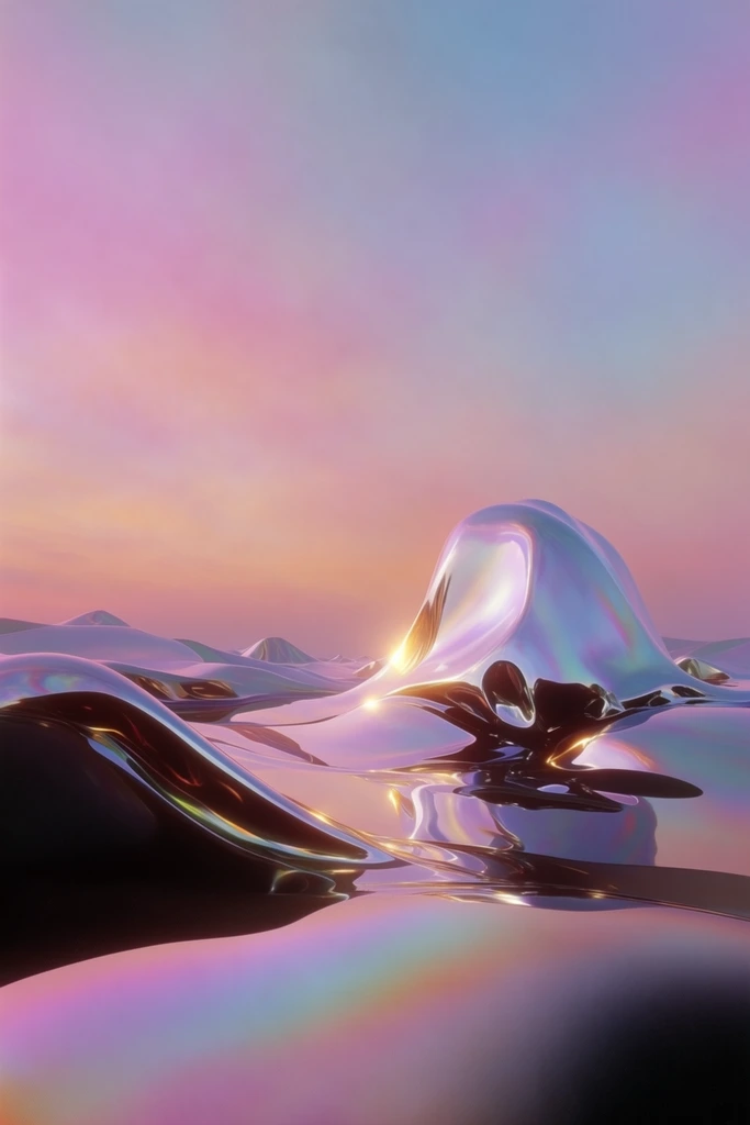 Iridescent Liquid Futurism style AI image example 2