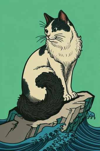 Modern Ukiyo-e Graphic style reference image — washi paper texture